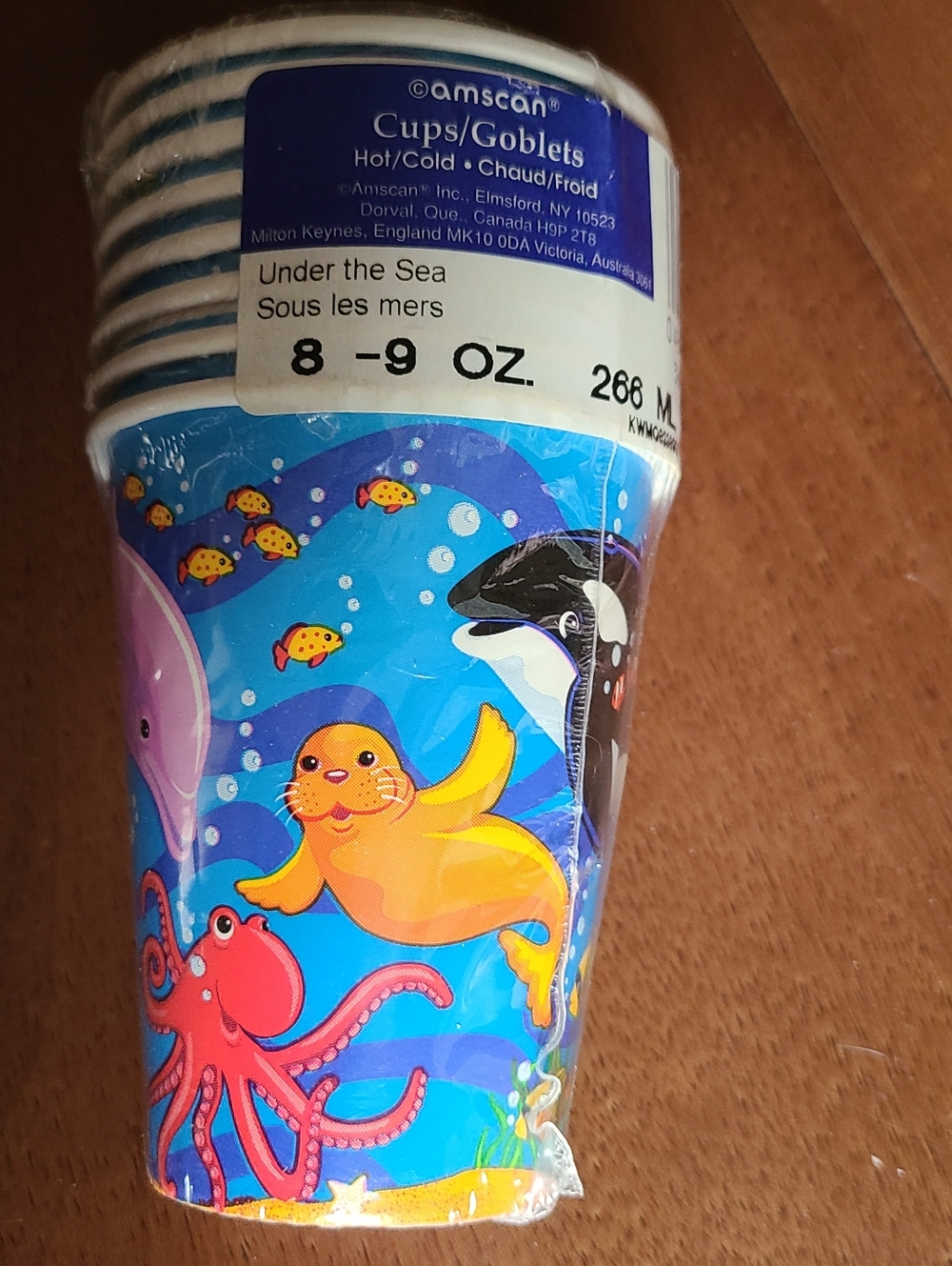 'Under the Sea' Kids Hot Cold Party Cups Colorful Ocean Clown Fish Dolphin Whale
